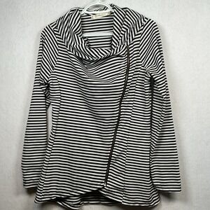 Anthropologie Andree By Unit Womens Asymmetric Waterfall Jacket Black Stripe S
